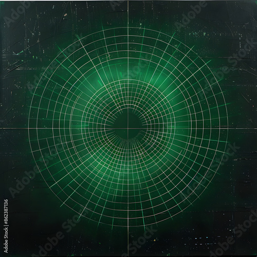 Green radar range on black background