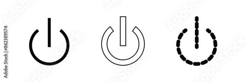 Power icon button On Off icons Buttons, Energy switch sign, Power Switch Icons, Start power button, turn off symbol, shutdown energy icon. EPS 10.