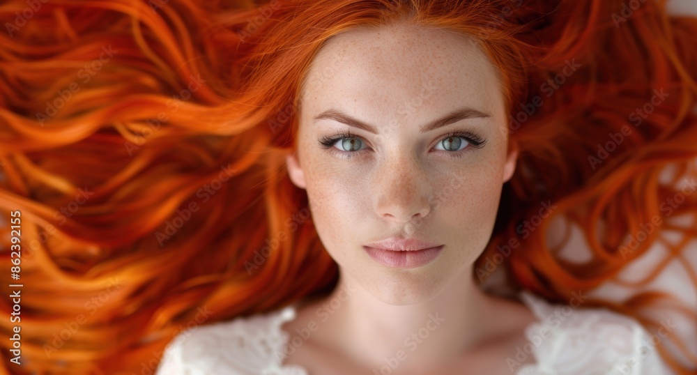 Captivating redhead with striking green eyes