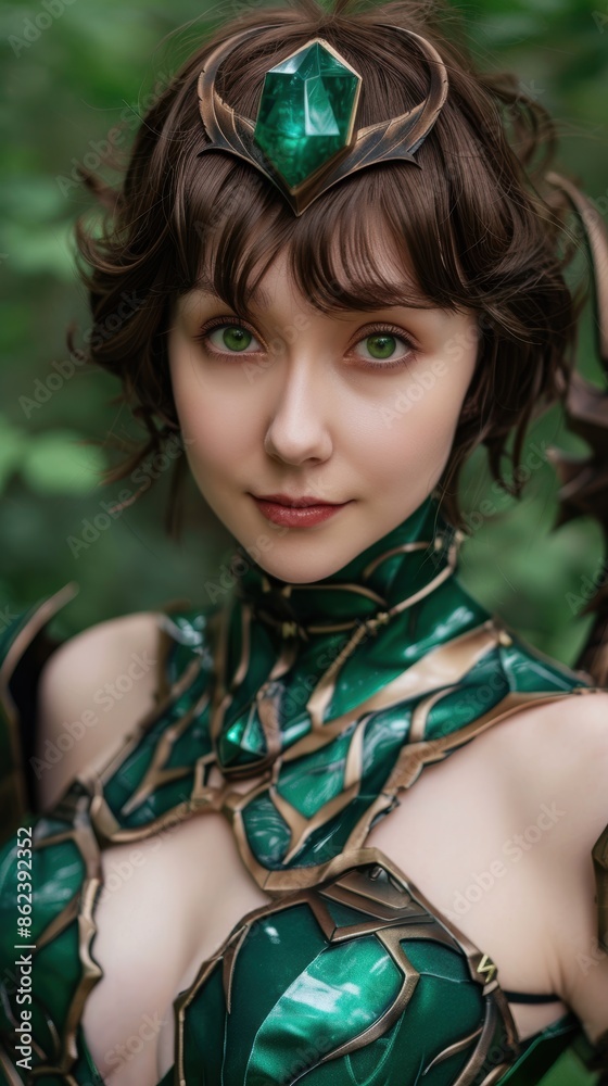Naklejka premium Mysterious woman in fantasy armor