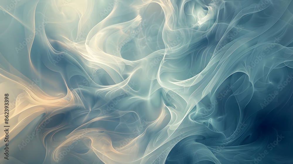 Fototapeta premium A zoomed-in view of fluid dynamics, composed of twisting lines and figures, on a hazy backdrop