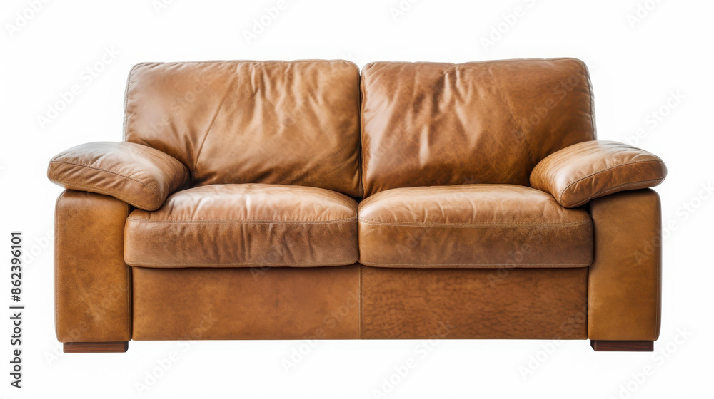 Highquality brown leather sofa on a white background. Highquality brown leather sofa on a white background.