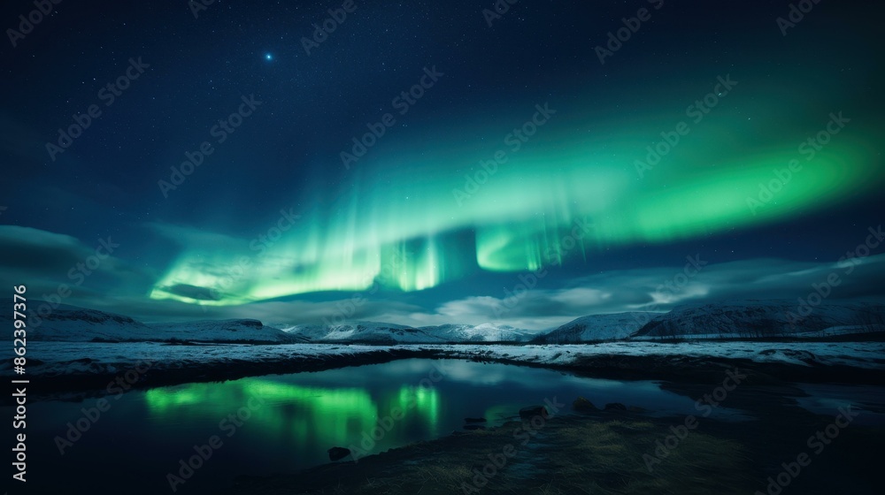 Explore the mesmerizing winter landscape featuring the Aurora lights, snowcapped mountains, and frozen oceans at night. Explore the mesmerizing winter landscape featuring the Aurora lights, snowcapped mountains, and frozen oceans at night.