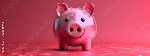 Whimsical Piggy Bank Saving Money with Intricate Coin Details in Minimalist Composition photo