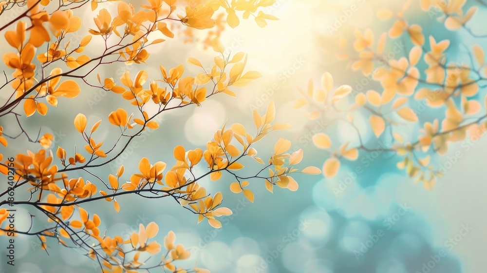 Fototapeta premium Flourishing branches against a bright backdrop