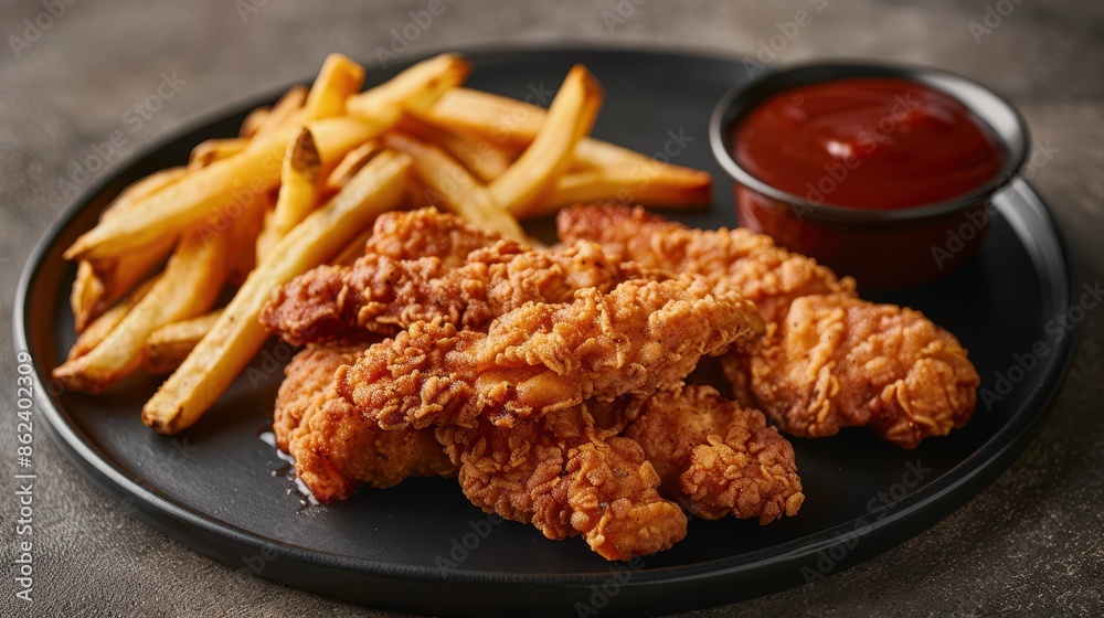 chicken crispy tenders meal, appetizing, wide shot --ar 16:9 Job ID: 38cc34bb-5ba6-4ca2-9308-e4a00c0fd189