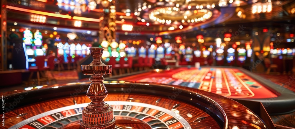 Closeup of a Roulette Wheel in a Casino Setting Closeup of a Roulette Wheel in a Casino Setting