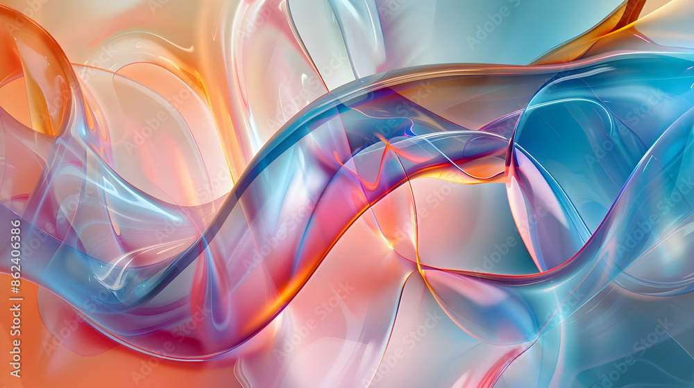 Naklejka premium An up-close look at fluid dynamics, featuring curving lines and figures, against a soft-focus background