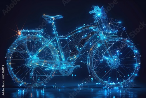 bicycle on black background, Abstract imageof the bike. Bicycle Low poly photo