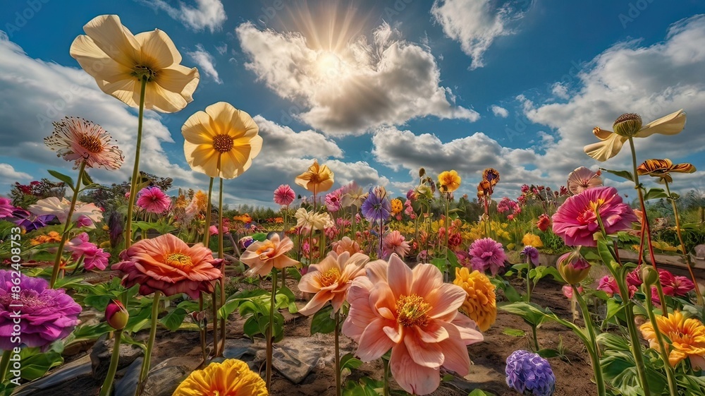Obraz premium Singing Flower Garden: A Symphony of Colors and Textures