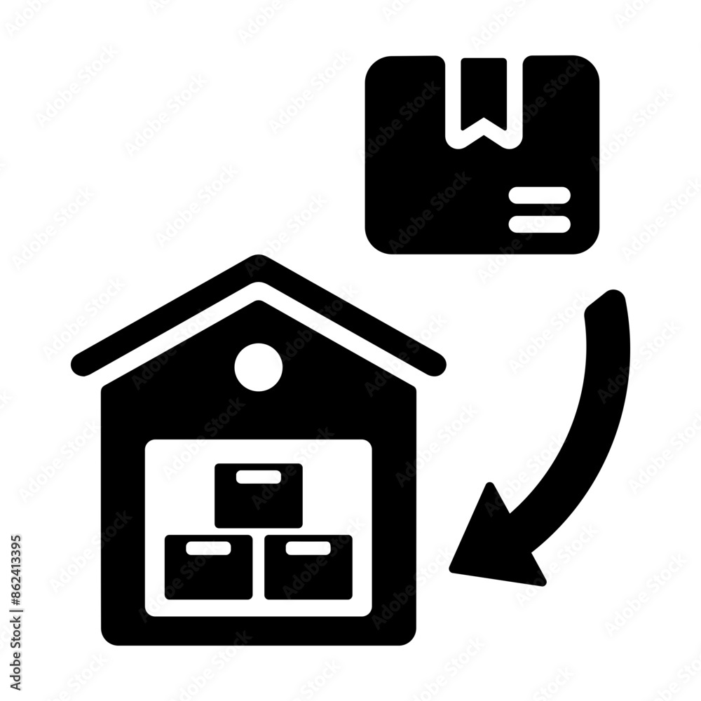 Glyph icon of stock return to the warehouse Glyph icon of stock return to the warehouse