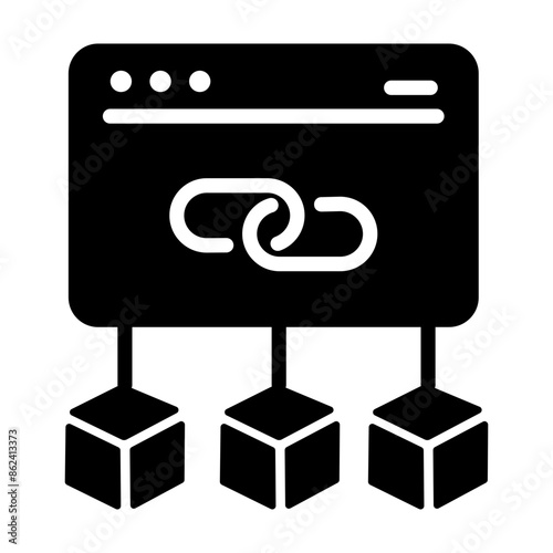 An icon of web backlinks in solid style 