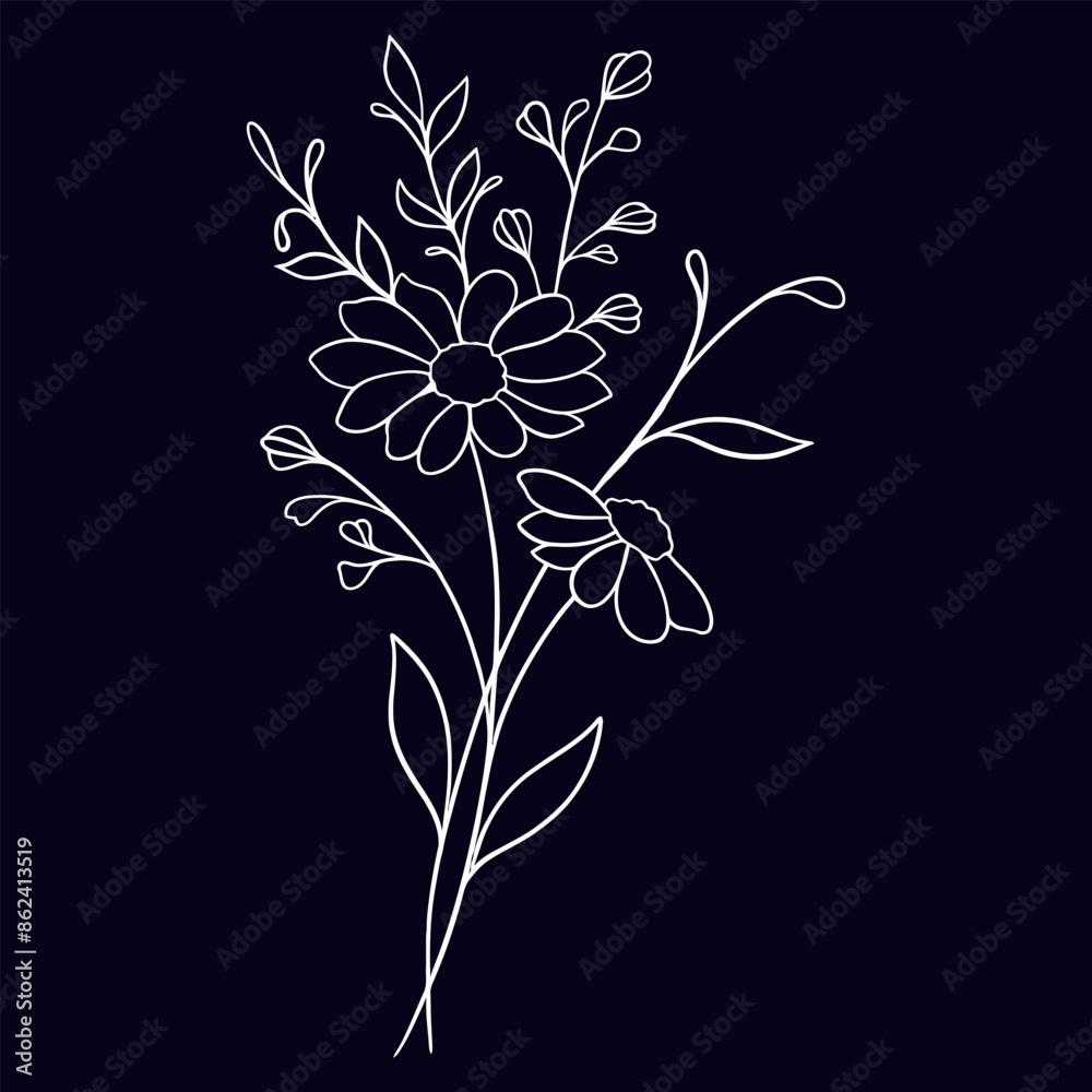 Naklejka premium Hand-drawn floral illustration