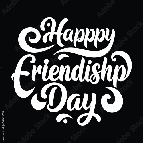 Happy friendship day text calligraphy hand lettering vector illustration best friendship together love greeting design concept forever relationship community group teamwork partner concept.....