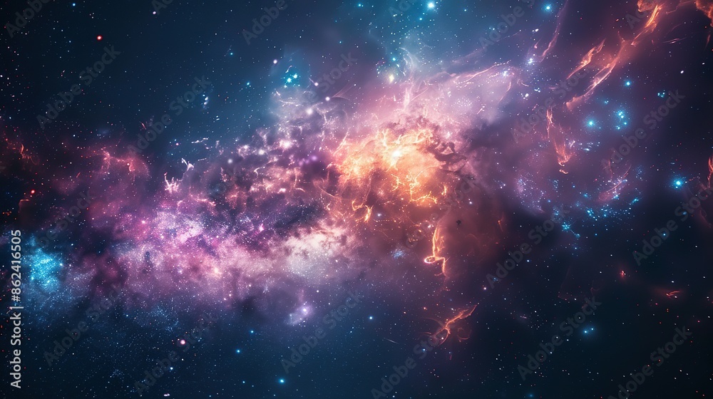 Naklejka premium Radiant Night Sky: Discovering the Universe in a New Dimension