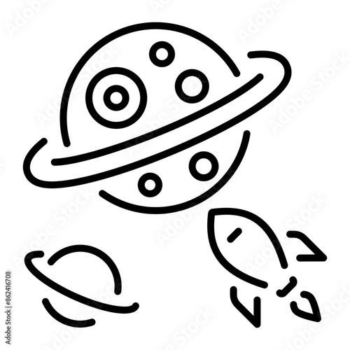 Ready to use line icon of space exploration 