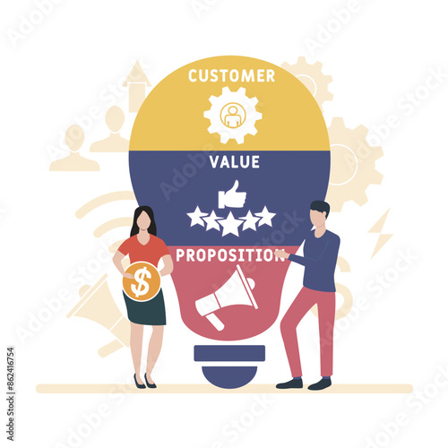 CVP - Customer Value Proposition acronym. business concept background. vector illustration concept with keywords and icons. lettering illustration with icons for web banner, flyer, landing page