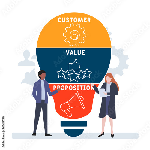CVP - Customer Value Proposition acronym. business concept background. vector illustration concept with keywords and icons. lettering illustration with icons for web banner, flyer, landing page