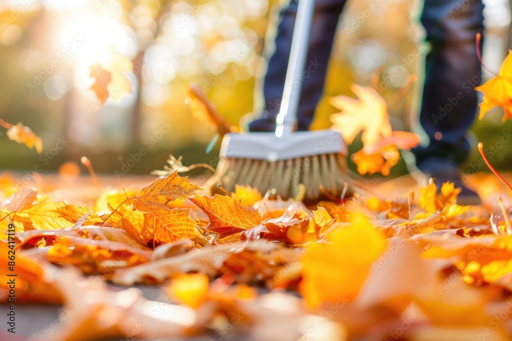 An image showing autumn leaves in a park and garden with colorful foliage scattered on the ground An image showing autumn leaves in a park and garden with colorful foliage scattered on the ground