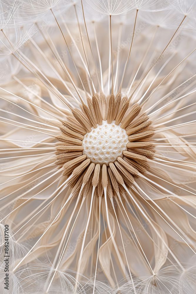 Obraz premium CloseUp of Dandelion Seed Head with Fine Detail and Natural Texture