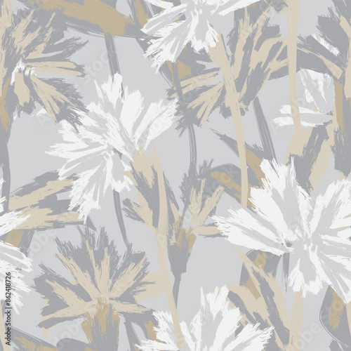 Wallpaper Mural Neutral Colour Abstract Floral Seamless Pattern Design Torontodigital.ca