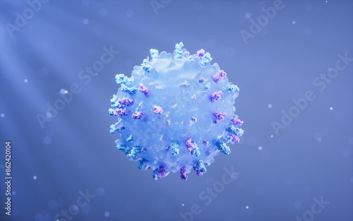 Lymphocytes and biological immune system, 3d rendering. photo