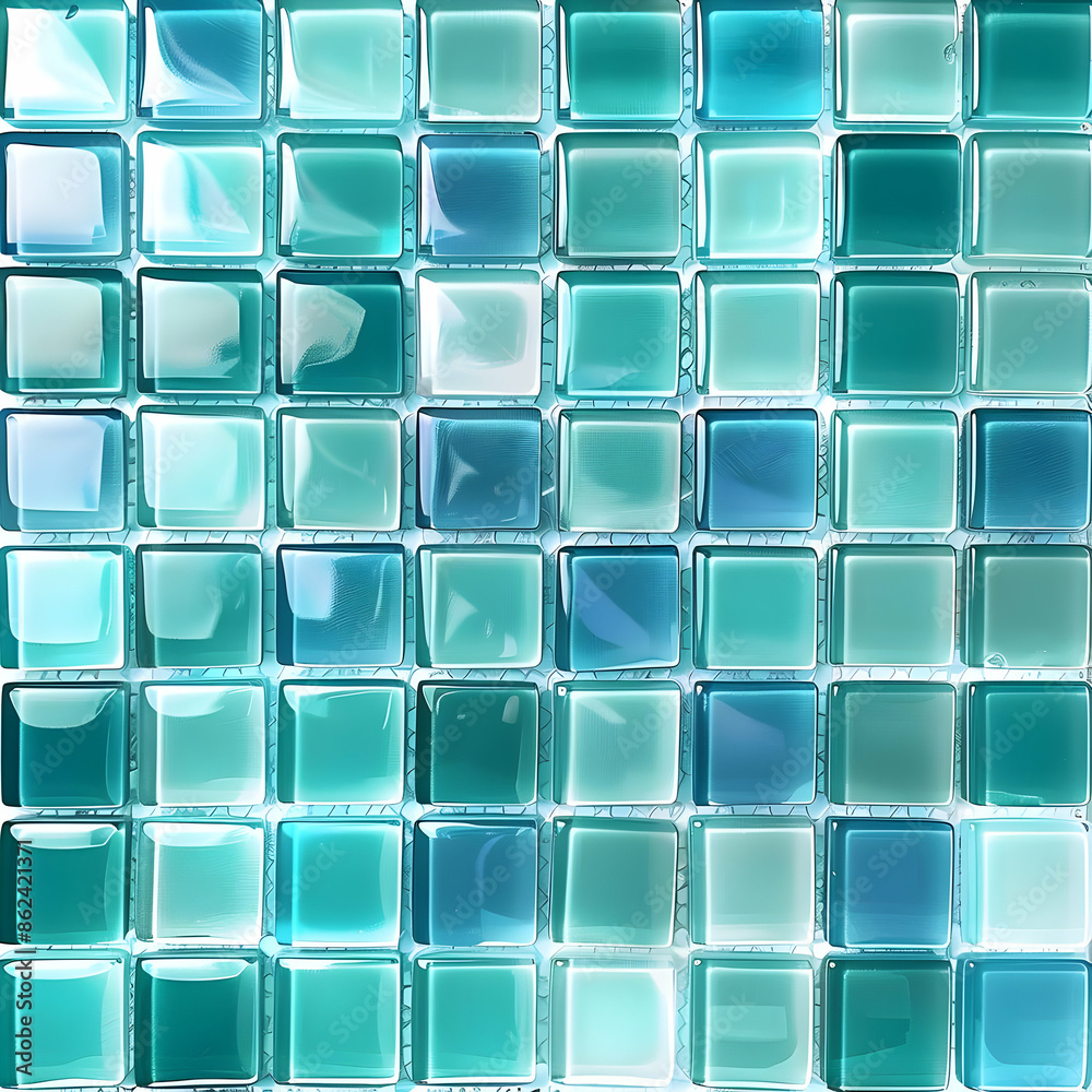 Teal mosaic tiles pattern, textured design, decorative use Teal mosaic tiles pattern, textured design, decorative use