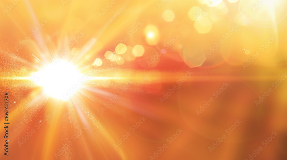 Obraz premium A series of radiant images featuring bright, golden light rays and bokeh effects, creating a warm and glowing atmosphere reminiscent of sunshine or festive lights
