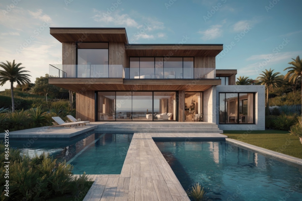 Obraz premium Coastal house idyllic view of sea.