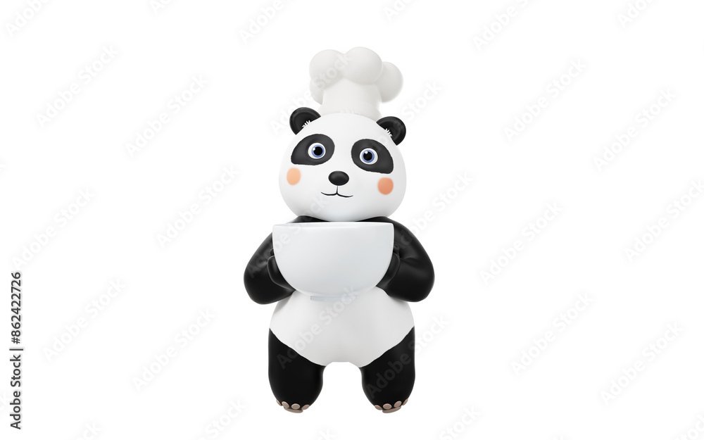 Naklejka premium Panda chef with cartoon style, 3d rendering.