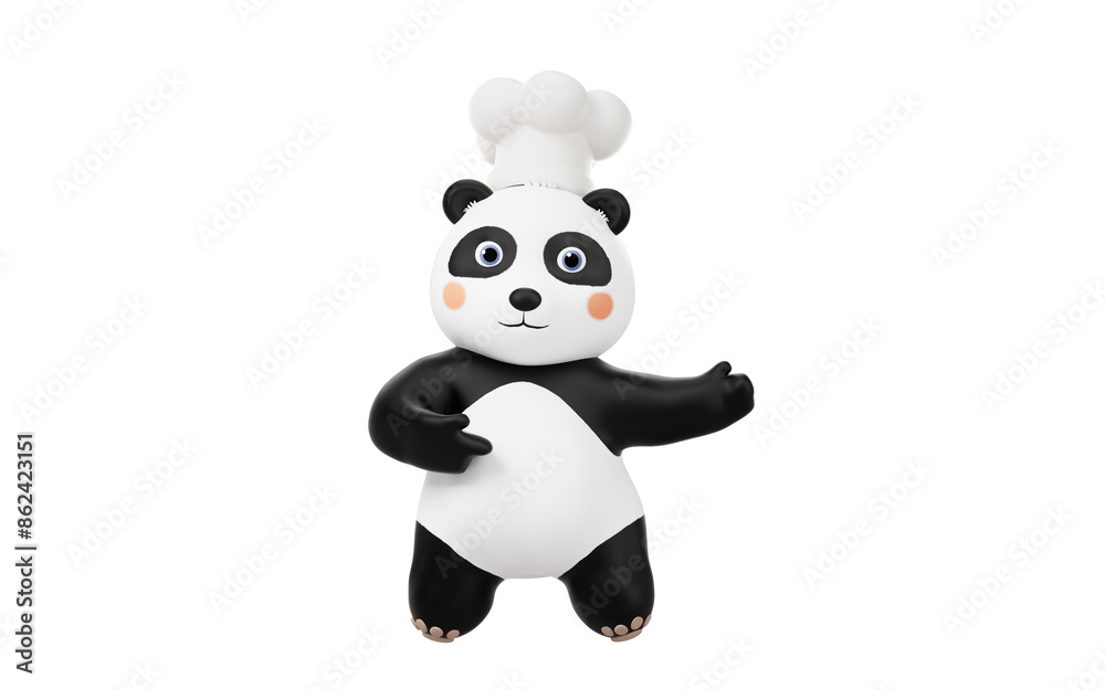 Panda chef with cartoon style, 3d rendering.