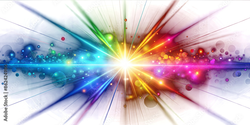 Colorful light explosion with vibrant spectrum of colors and glowing ...