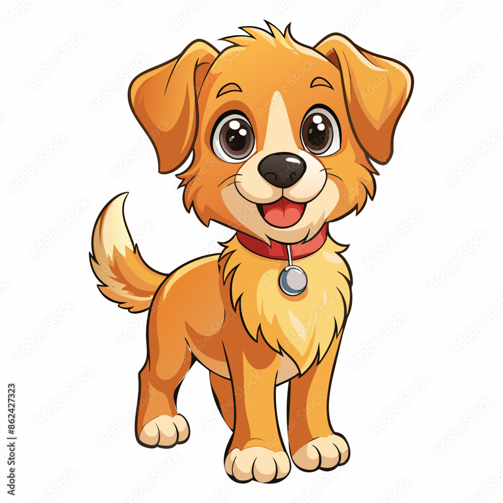 Obraz premium Vector Cheerful Cute Dog on Isolated Background