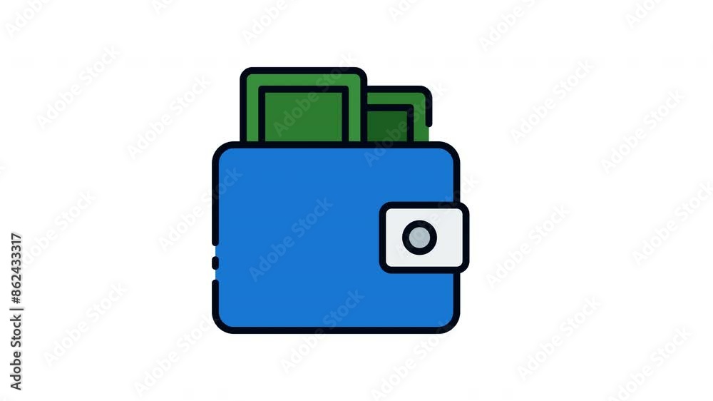 Wallet filled line icon loopable, Full HD resolution and alpha channel Wallet filled line icon loopable, Full HD resolution and alpha channel