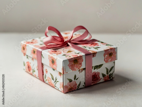 AI Generative. image of gift box with shadow for mother day celebration isolated on white background. 1