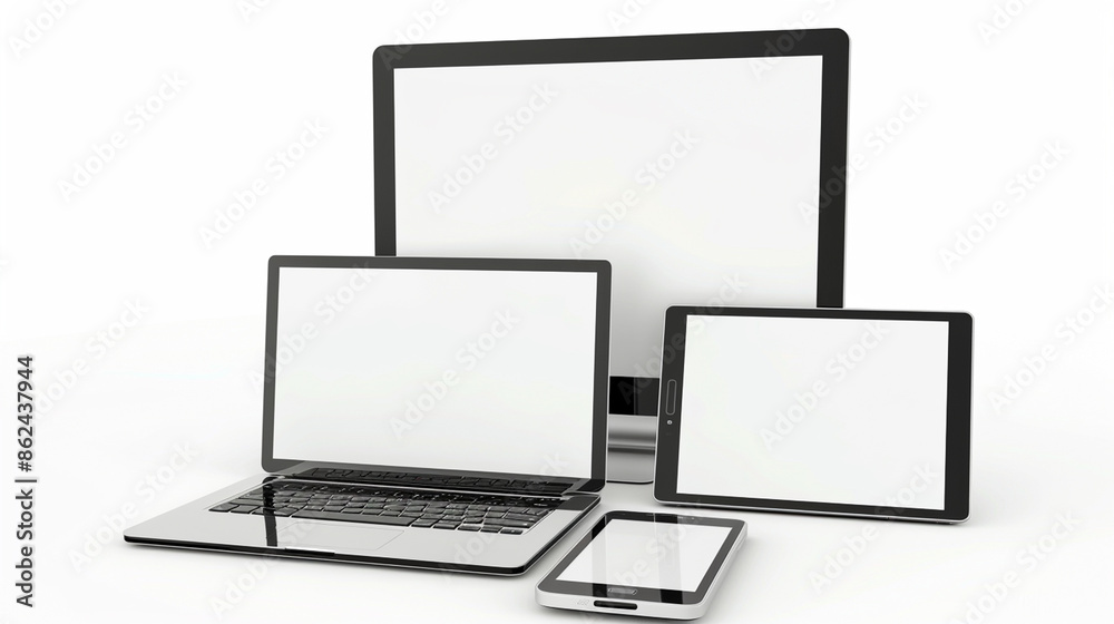 images showcasing various electronic devices, including laptops, desktop monitors, tablets, and smartphones, all with blank screens, illustrating modern technology and device variety images showcasing various electronic devices, including laptops, desktop monitors, tablets, and smartphones, all with blank screens, illustrating modern technology and device variety