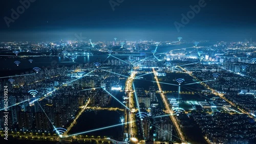 Wallpaper Mural 	
smart Connected city skyline. Futuristic network concept, city Technology.	
 Torontodigital.ca