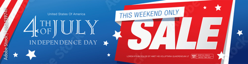 Fourth of July sale banner vector illustration