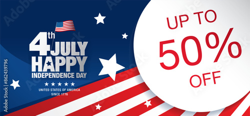 Fourth of July sale banner vector illustration