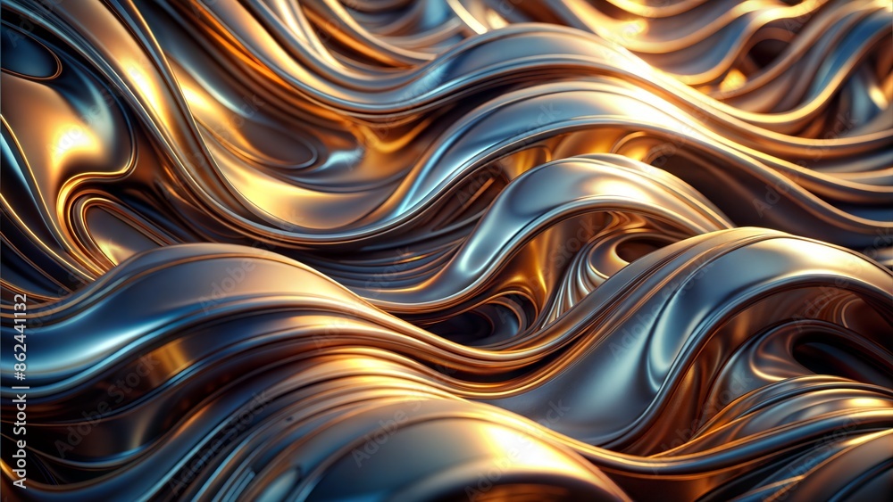 Metallic textures merging with fluid forms, abstract concept, industrial elegance Metallic textures merging with fluid forms, abstract concept, industrial elegance