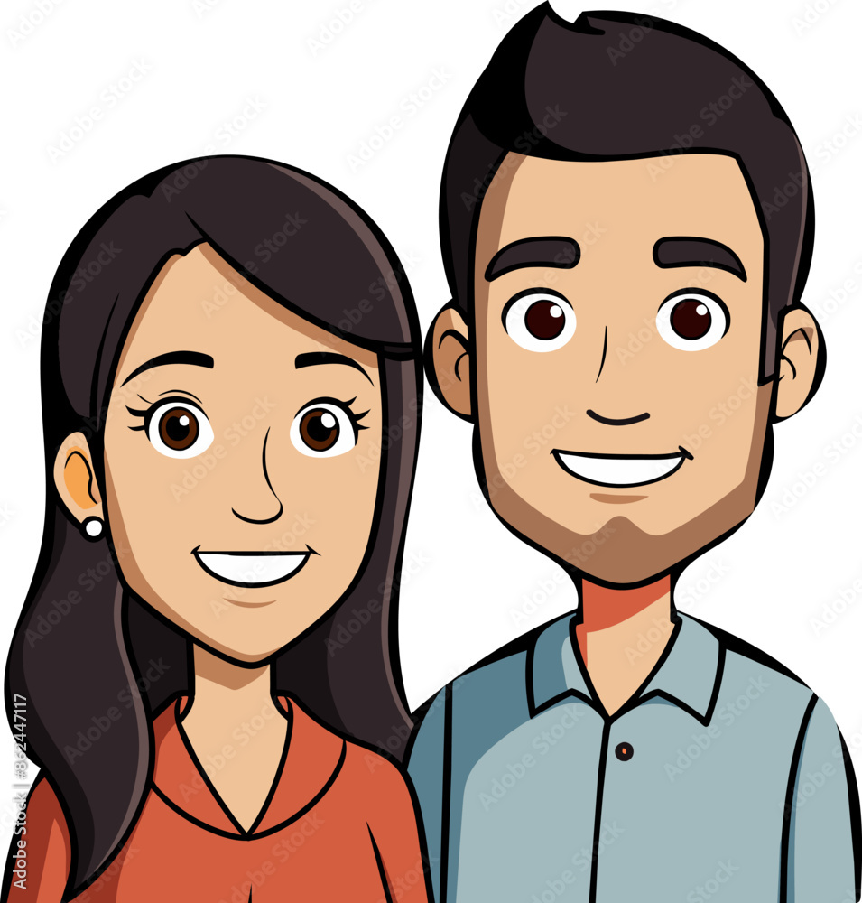 Vector illustration of couple smiling happily