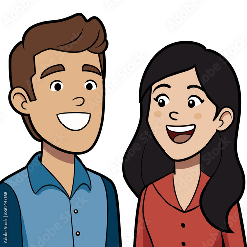 Vector illustration of couple smiling happily