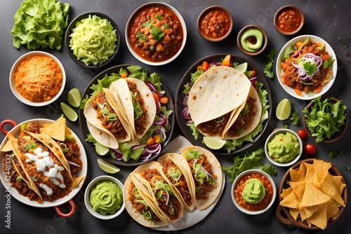 Wallpaper Mural a variety of Mexican food dishes are arranged on a table Torontodigital.ca