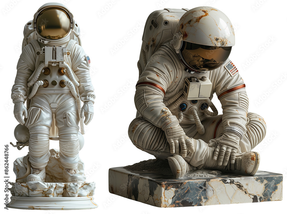 A marble statue of an astronaut A marble statue of an astronaut