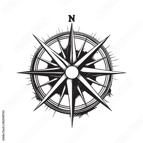 Compass rose vector. Compass rose isolated on white