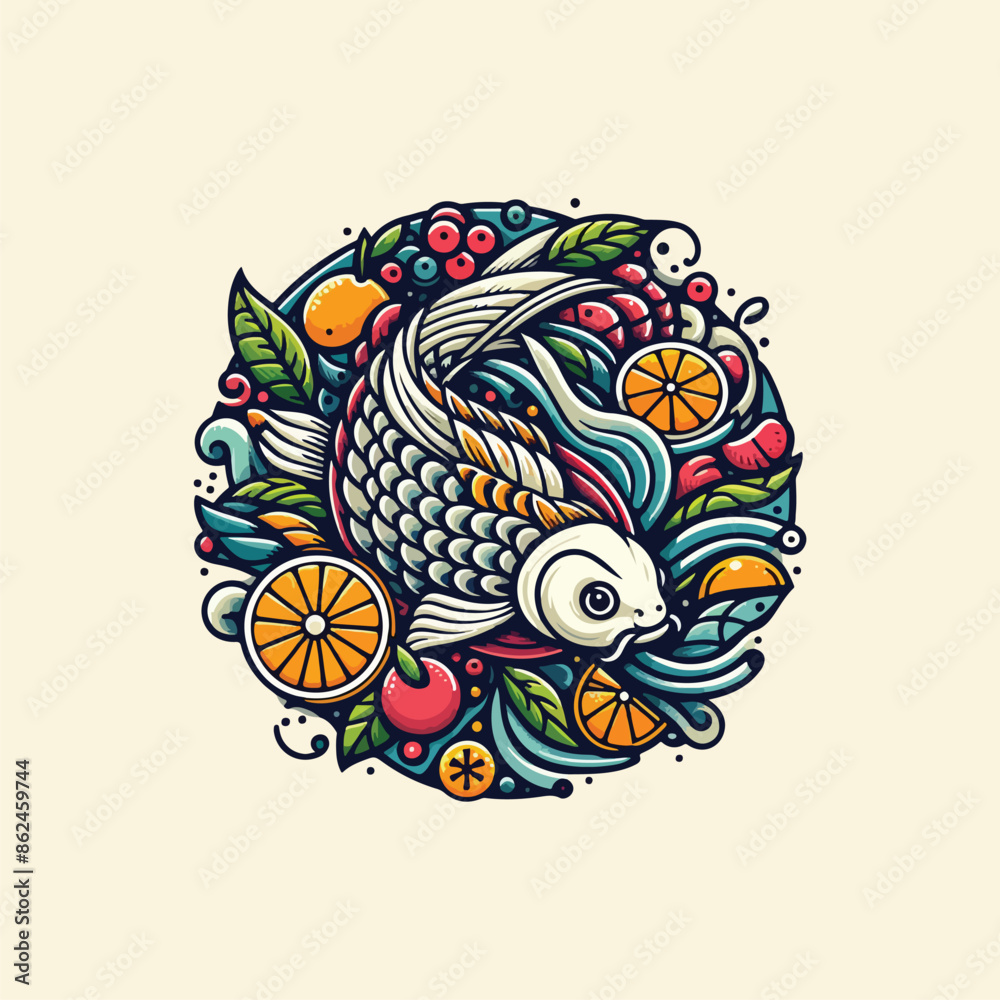 Fish fruits abstract template Fish fruits abstract template