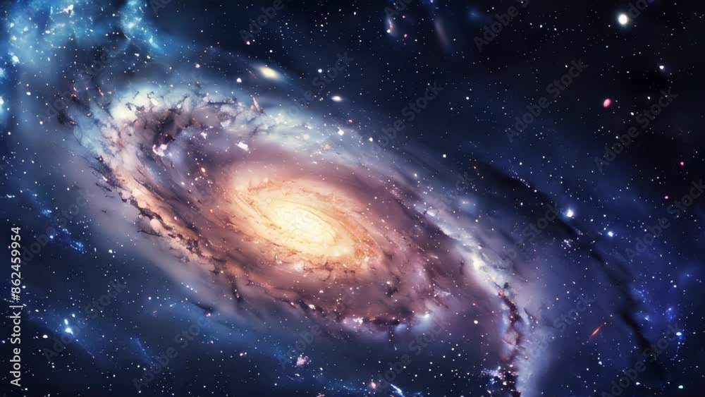 View of spiral galaxy, stars, space exploration, cosmic background View of spiral galaxy, stars, space exploration, cosmic background