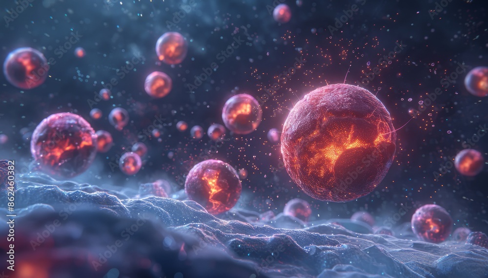 Naklejka premium Cellular regeneration is a vital area in bioengineering, with implications for regenerative medicine and healing