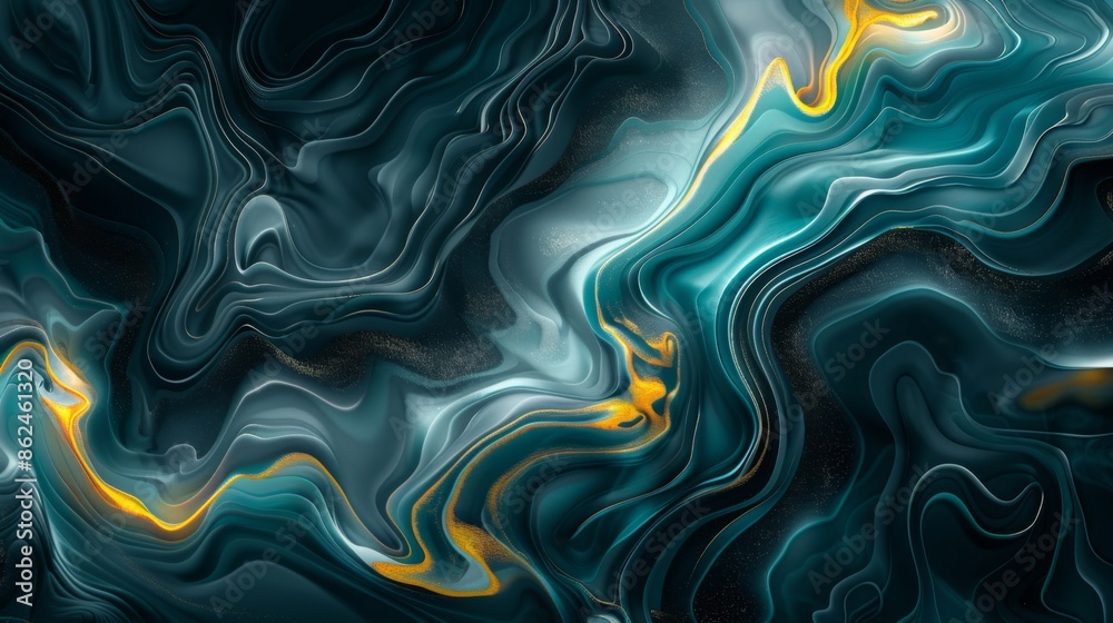 Obraz premium Blue orange futuristic flowing liquid background