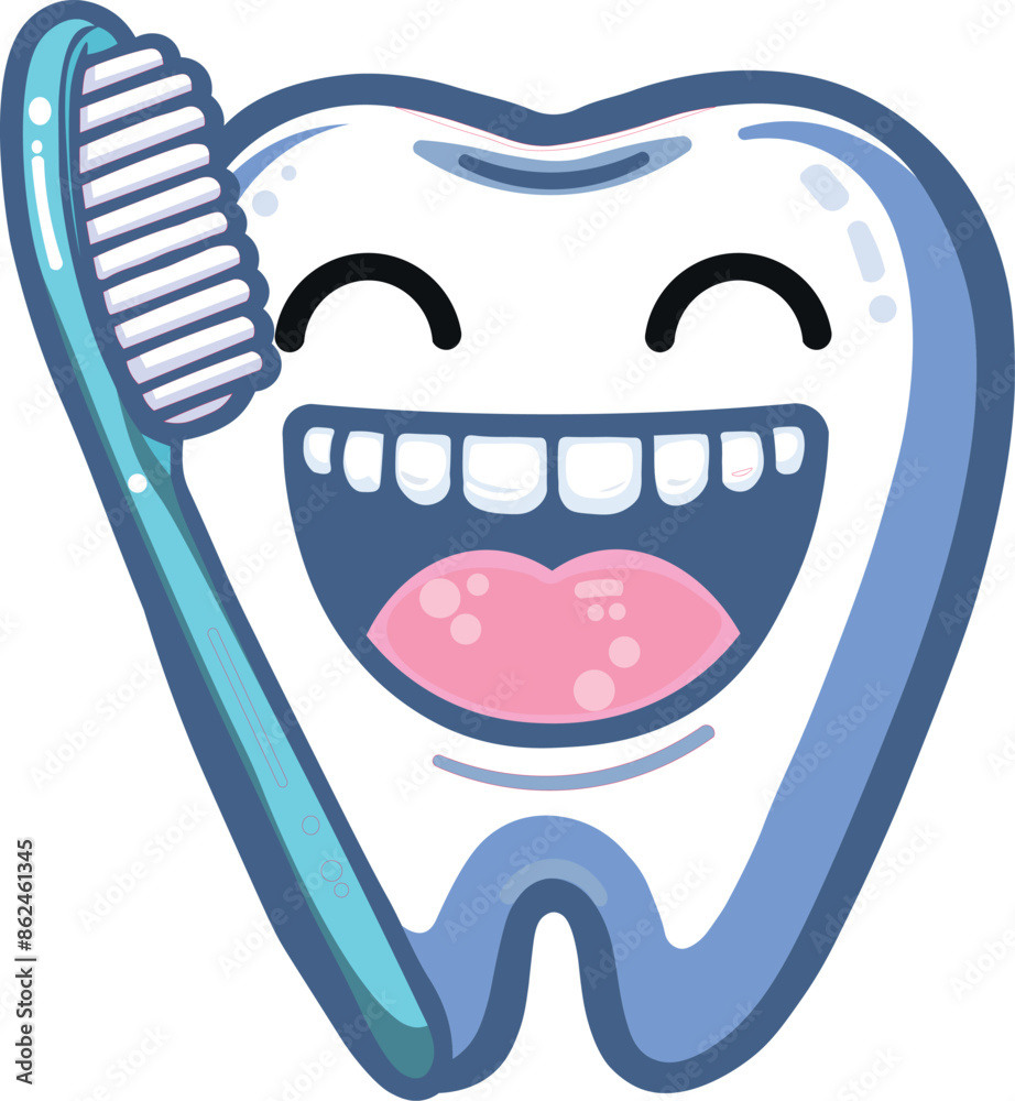A healthy white tooth smile with brush A healthy white tooth smile with brush
